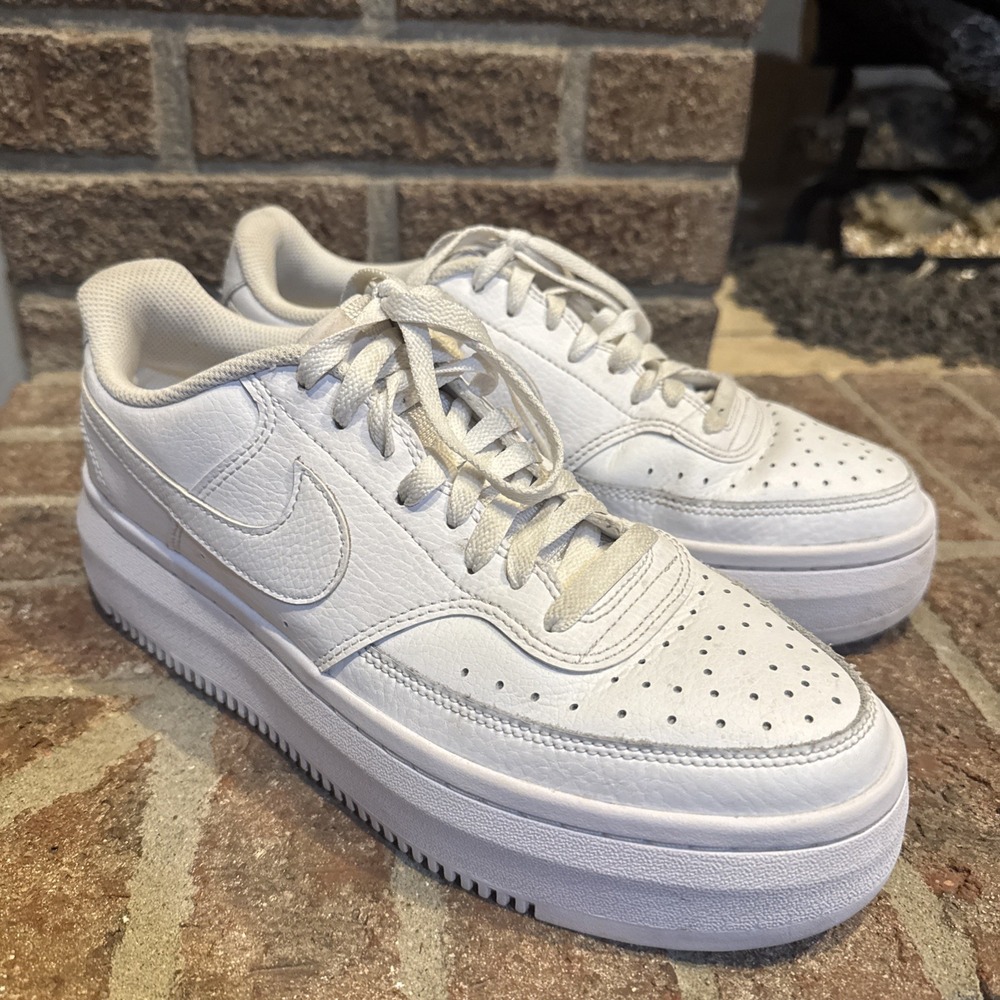Nike Court Vision Alta Platform Womens Size 11 Triple White DM0113-100